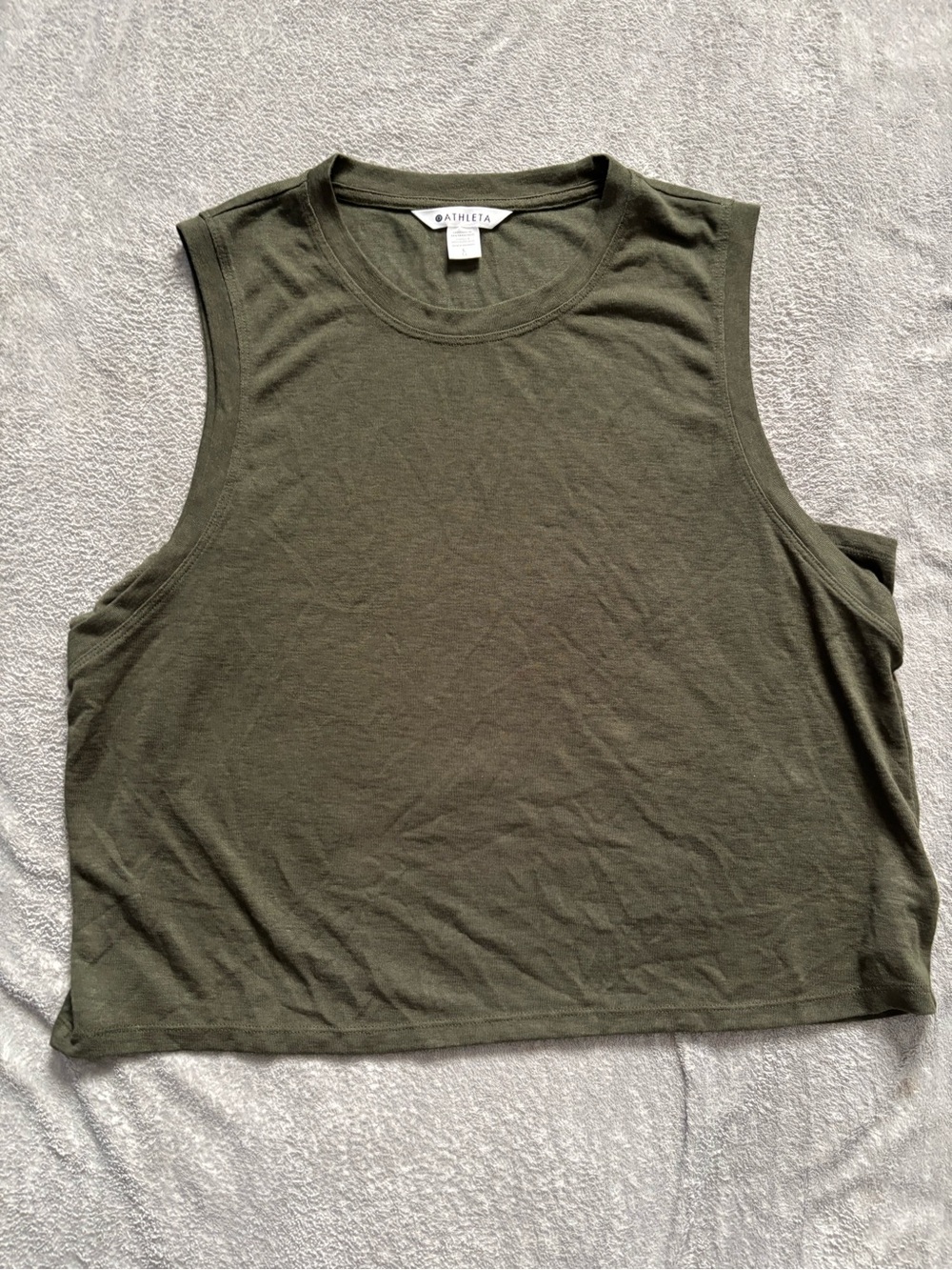 Athleta Women’s Green Crew Neck Sleeveless Tank Relaxed Fit Lightweight Cotton L